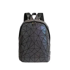 Geometric Laser Diamond Backpack for Women- Large Capacity & Leisure Backpack with Glow-in-the-Dark Design