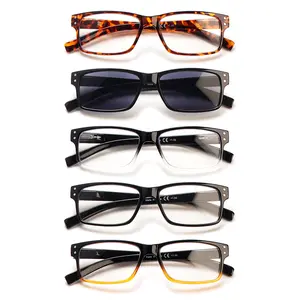 5 Pack Unisex Reading Glasses Blue Light Blocking Anti Fatigue Spring Hinge HD Lenses Computer Readers Mix Color Eyeglasses Clear