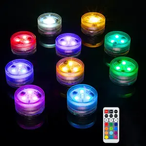 Mini Submersible LED Light, 10pcs/set Waterproof LED Light with Remote Control, RGB Color Changing LED Light for Vase, Home Party, Wedding Table