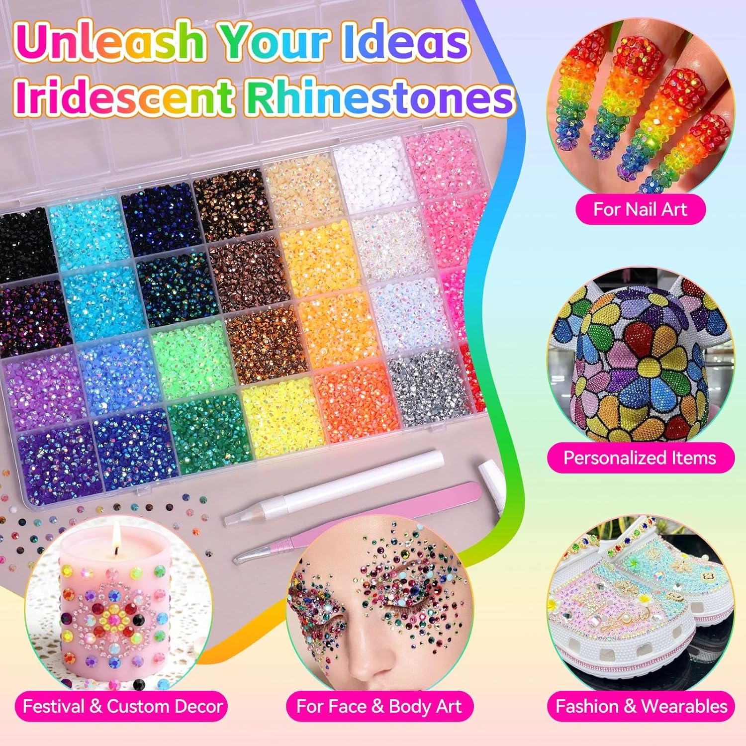 DIY Diamond Bedazzling Kit with 3mm Mixed Resin Rhinestones , Equipped with a complete range of tools，Perfect for DIY Crafts, Clothing, Nail Art Supplies