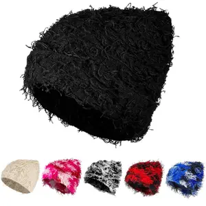 Cozy Knit Winter Hats for Men & Women - Vintage Fuzzy Beanies for Cold Weather, Distressed Ski Cap, Y2K Warm Hat for Outdoor Activities & Casual Wear