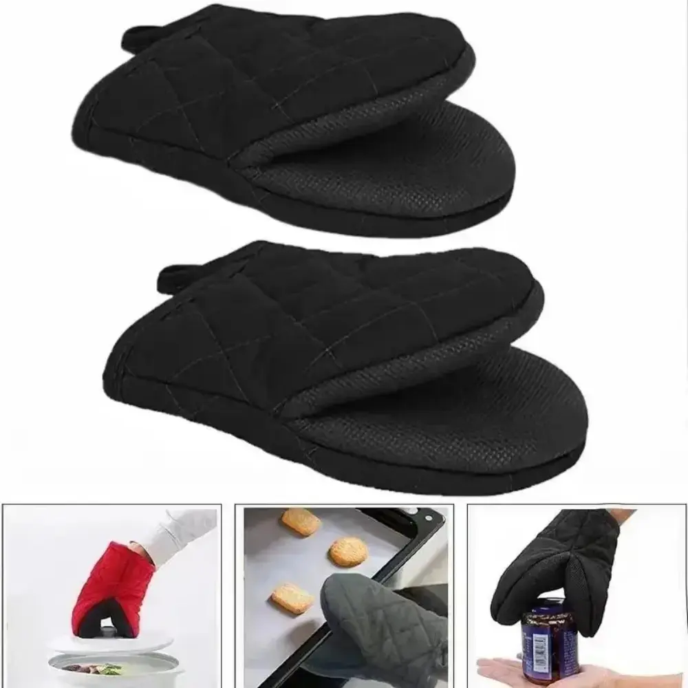 Short Oven Mitts Silicone Kitchen Oven Gloves Baking High Heat Resistant 500℉ with Non Slip Grip Surfaces and Hanging Loop Kitchenware Bakeware