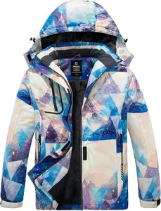 Women's Mountain Waterproof Ski Jacket Windproof Rain Jacket Winter Warm Hooded Coat