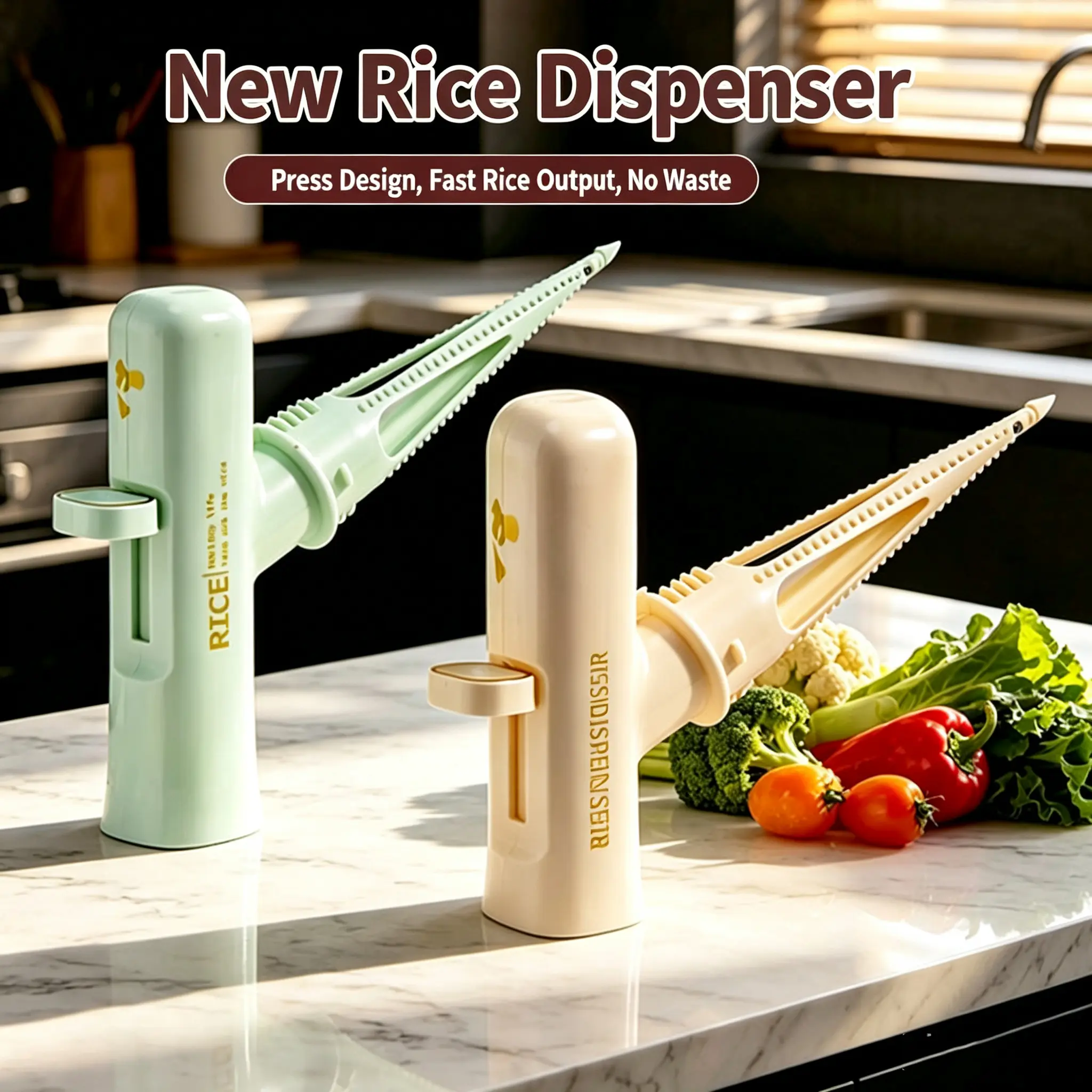 Press Type Rice Dispenser for Rice Bag, Reusable Grain Take Out Tool, One Button Control Dry Food Pour Spout for Rice, Beans, Millet, Black Rice, Household Kitchen Grain Storage Take Device with Food Safe Plastic