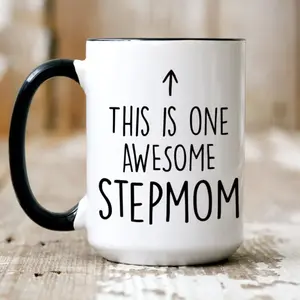 This Is One Awesome Stepmom Coffee Mug, Funny Step Mom Gift, Bonus Mom Cup, Stepmother Ideas, Christmas Gift, 11 15oz Ceramic Tea Cup