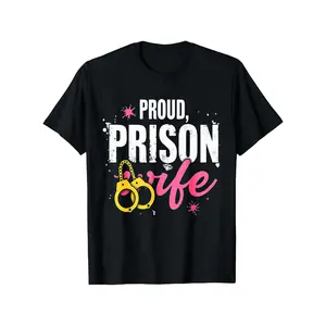 Plus Size, Women's Plus-size T-shirt, Sizes 0XL-5XL, - Proud Prison Wife Ladies T-Shirt Black