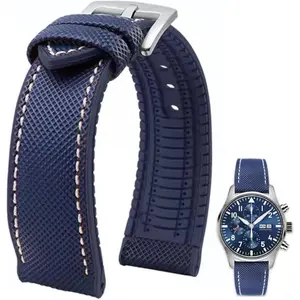 Rubber Nylon Watch Band 20mm 22mm 24mm Fluororubber Waterproof Soft Breathable Durable FKM Rubber Watch Band Universal Replacement Band Strap for Men Women