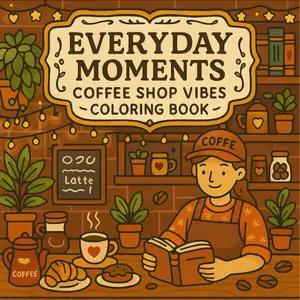 Coffee Shop Vibes Coloring Book for Adults: Cozy Café Scenes, Relaxing Everyday Moments, Coffee Lovers Art for Stress Relief and Mindful Coloring (Everyday Moments Series), Paperback