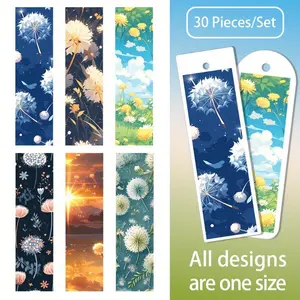 30 Piece Set Dandelion Seamless Pattern UV DTF Bookmark Paper, Waterproof Vinyl Transfer Paper, Suitable For DIY Crafts, Bookmarks, Pen Packaging And Gifts, The Perfect Reading Gift