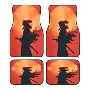 4pcs Anime-Themed Car Mats Compatible for Fit - Cute Anime Characters, Synthetic Rubber Non-Slip Pet-Friendly -Weather Auto Liners (Front/Rear Seats)