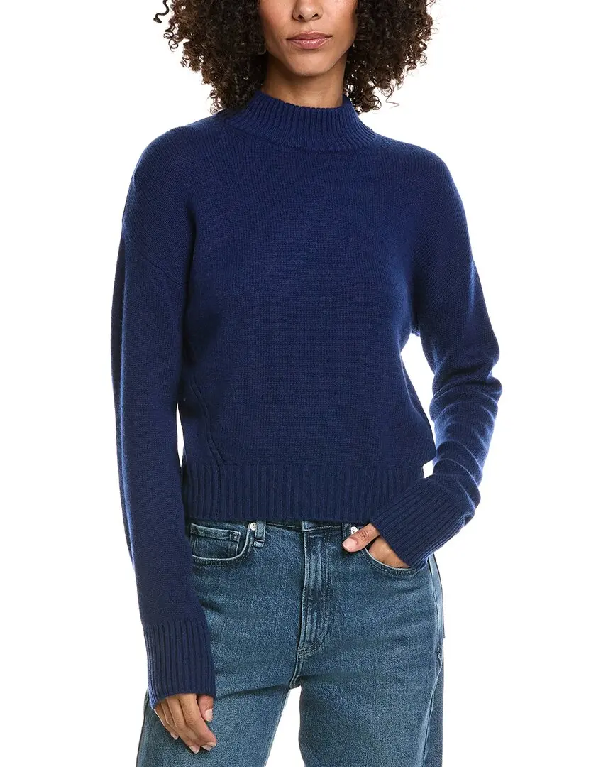 InCashmere Crop Mock Wool & Cashmere-Blend Sweater