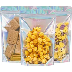 Smell Proof Holographic Mylar Bags Resealable Zipper Bags for Small Business Packaging Supplies(50PACK,6x9INCH)
