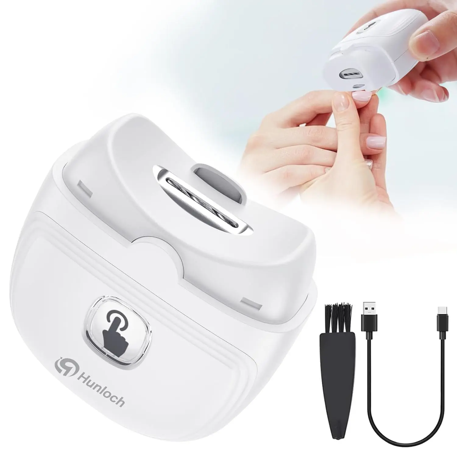 Electric Nail Clipper, Electric Nail Trimmer with Nail Clip Storage and LCD Light, USB Rechargeable Automatic Nail Clipper for Adults, Seniors, Babies, Children (White)
