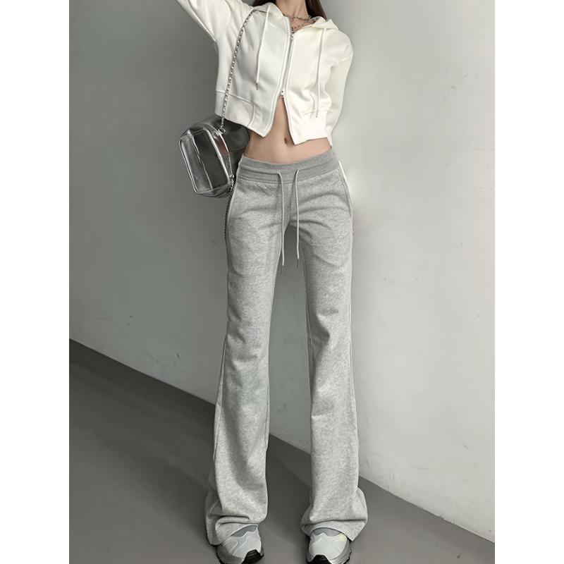 Drawstring Flare Leg Pants, Casual Forbidden Pants For Spring & Summer, Women's Clothing