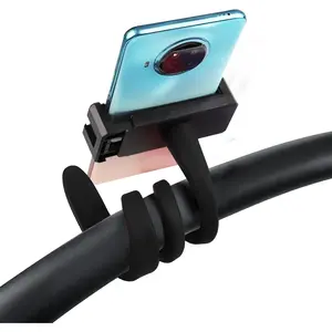 Stroller Phone Holder Portable Cell Phone Holder Stroller Phone Mount with Non-Slip Flexible Arm Flexible Phone Holder Stroller Accessories for Treadmill Spin Bike Shopping Cart Car Kitchen