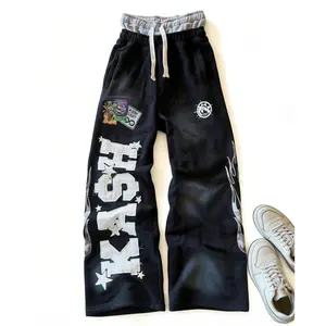 Y2K American Letter Patch Sweatpants Double Layer Design Baggy Joggers Men's Hip Hop Streetwear Elastic Waist Casual Pants