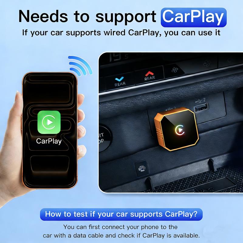 2026 New 2-in-1 Wireless CarPlay Adapter, High-Speed No-Latency Connection & Hands-Free Calling, Compatible with All Apple & Android Phones for Car Entertainment Systems