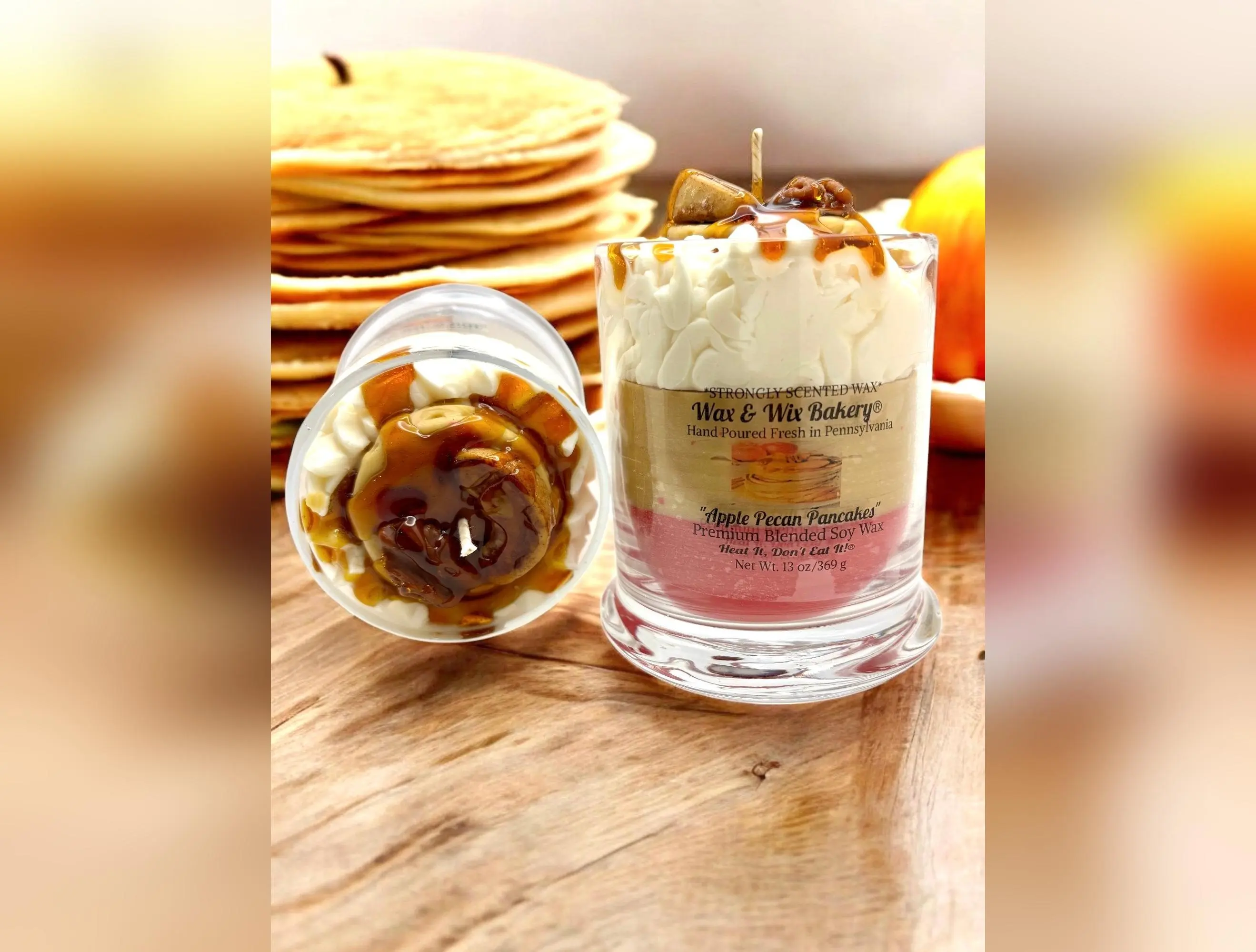 Apple Pecan Pancake Candle. 13 oz. Soy Candle/Apples, Pecans, Pancakes. Strongly Scented Candle. Dessert Candle/Breakfast Candle/Food Candle