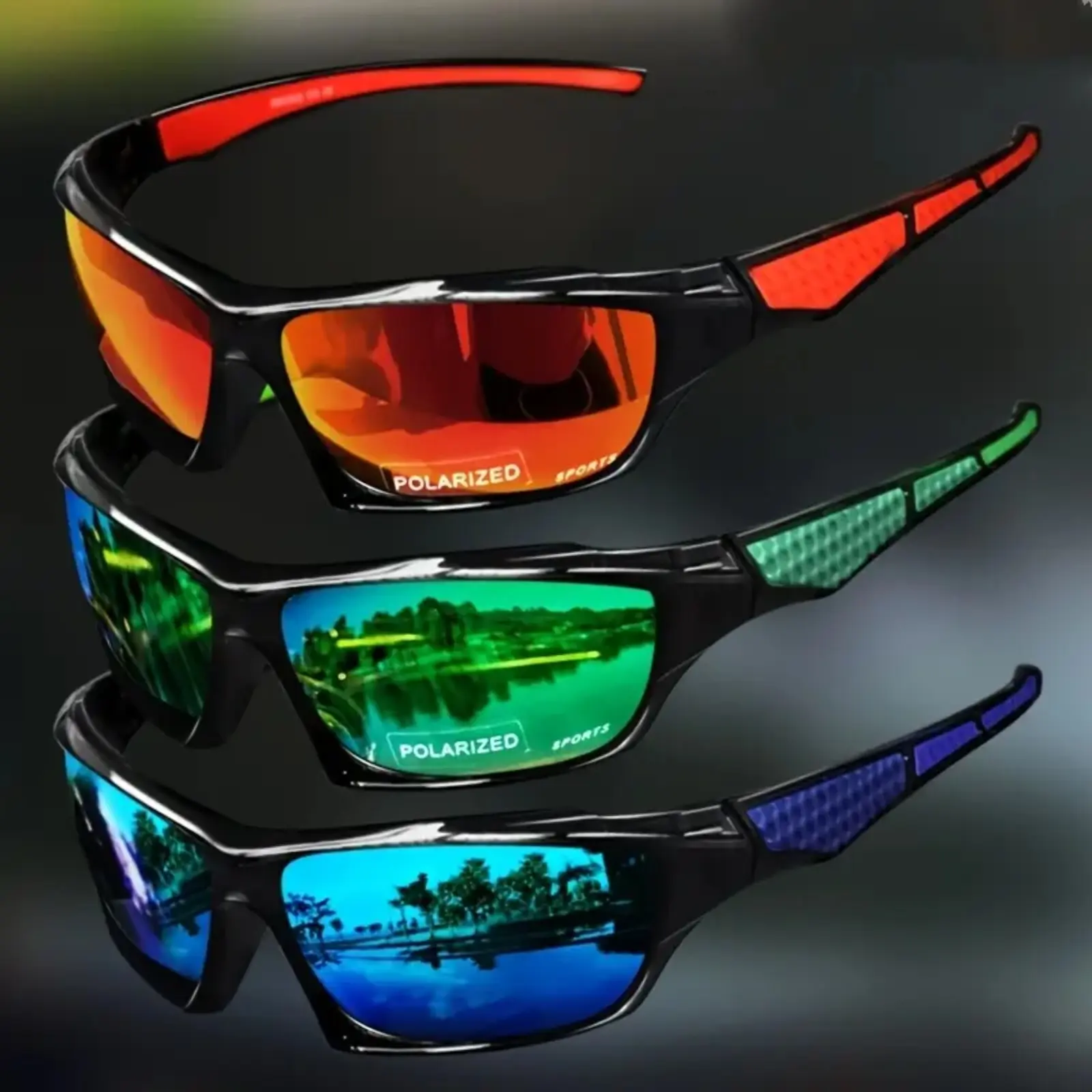 3-Pack Men's Polarized Sunglasses, Lightweight Sport Bike Glasses with Anti-Glare UV Protection and Night Vision Lenses, Sun Protection,back to school,back to school haul