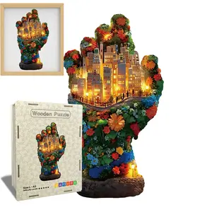 Wooden Art Puzzle Picture, Irregular Shape Jigsaw Puzzle, Hand Design Puzzle, Living Room DIY Decoration, No Frame Included, Wooden Stacking Puzzle