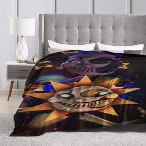 Sun&Moon Flannel Blanket, Cozy Throw - Warm, All-Season Use - Ideal for Sofa, Office - Versatile Gift Idea, Sun&Moon Pattern