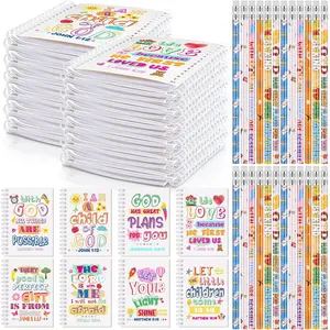48 count Include 24  Verse Notepad 24 Pencils  Christian Church Gifts Students Classroom Award Religious Notebook  Pencils Prayer Pocket School(White ,White)