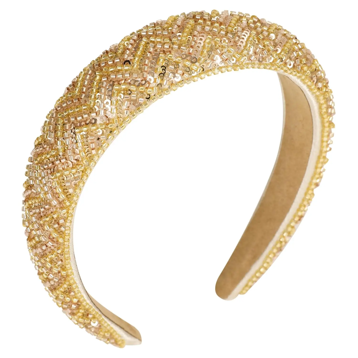 Women's Handcrafted Sequin Beaded Headband - Glamorous Rhinestone, Padded Glitter Design, Dressy Hair Accessory for Engagement, Commute Occasions, Any