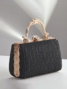 Women's Elegant Rhinestone Decorated Evening Bag, Exquisite Trendy Handbag, Fashionable Shoulder Bag for Party Decoration