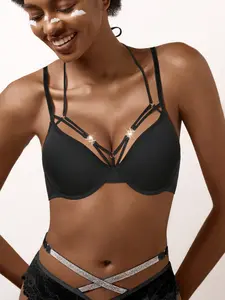 Women's Multi-Strap Bra — A Sexy, Cage-Style Push-Up Bra Featuring Intricate Multi-Strap Detailing, Perfect for a Night Out.