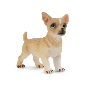 Toymany Hand-Painted Mini Standing Fawn Chihuahua Puppy Figurine pet – Realistic Animal Model, Ideal for Early Education, Montessori Sensory Play, Cake & Party Decorations, Desk & Home Décor, Thoughtful Gifts, and Collectible Figurine for Enthusiasts