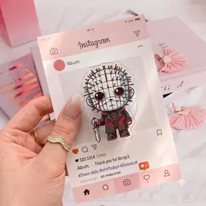 Cute Horror Movie Character Phone Grip Pinhead Chibi PopSocket Collapsible Phone Stand for Horror Fan and Movie Lovers