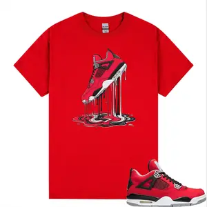 4s Fire Red Matching Shirt, Dripping Shoe Graphic Tee, Retro HipHop Unisex T-Shirt, Gift For Women and Men, Best Gift