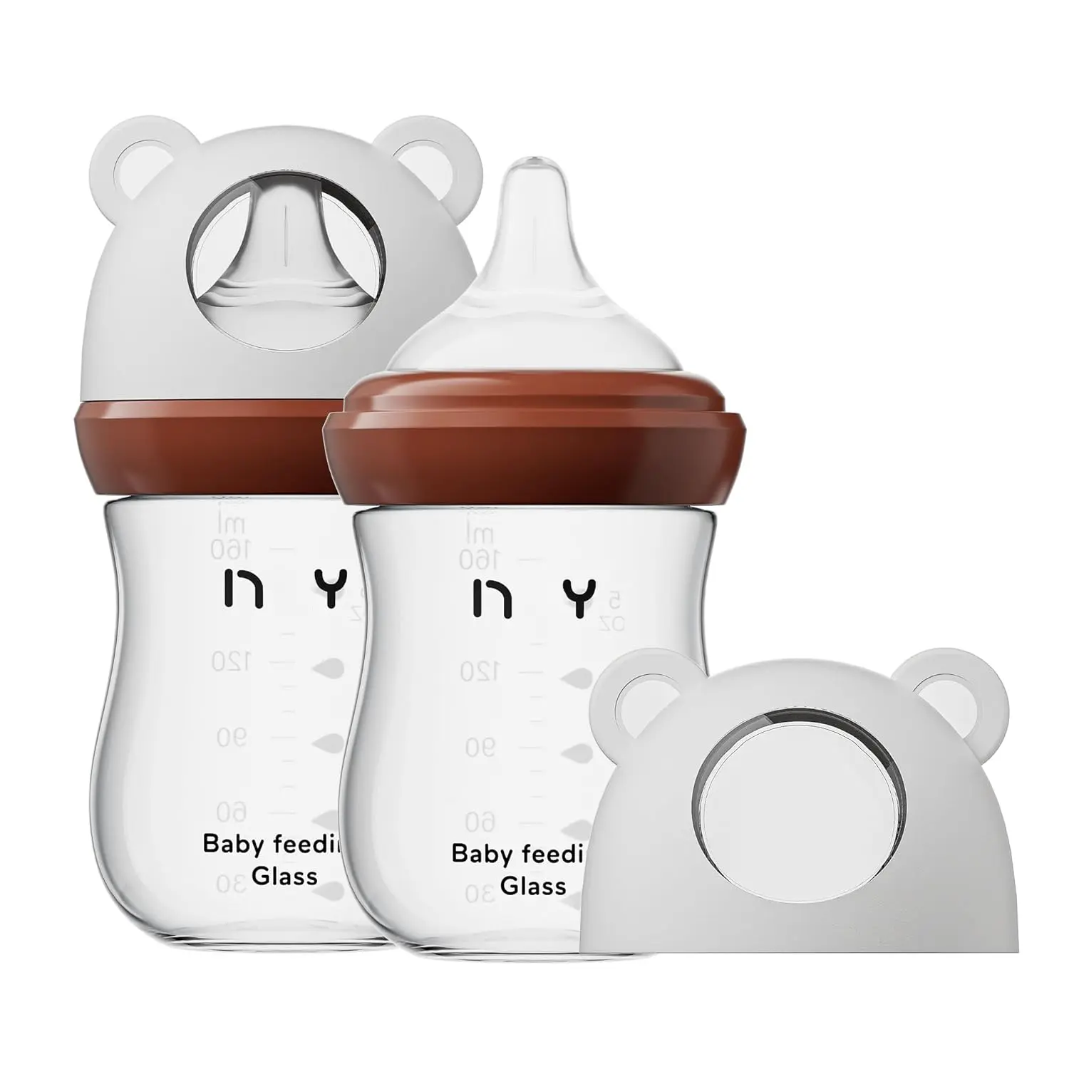 Natural Glass Baby Bottle  Breastfeeding Babies, 5.4oz Anti-Colic Baby Bottle with Natural Response Nipple(S), Clear, Wide Neck, 2 Pack, 1 Months+