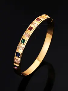 18k Gold-Plated Square Zircon Bracelet, Jewelry Bracelet, Glittering Bangle, Colorful Charm, Summer Accessory, Gift for Friends, Mother's Day, Valentine's Day