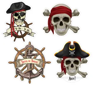 Pirate 4 Piece Magnet Bundle, Door Decoration Magnetic Personalized, for Stateroom Door on Cruise Lines such as Carnival Royal Caribbean