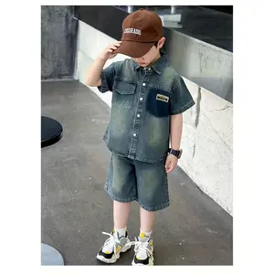 Boys' Summer Pocket Patch Denim Suit 2025 New Fashionable Two-Piece Set Youngsters, Stylish Outfit Youngsters and Preschoolers, Perfect Outdoor