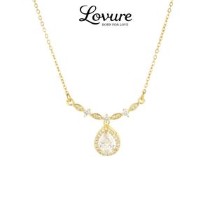 MP Luxury Teardrop Necklace Gold Plated Copper Pendant Sparkling Zircon Diamond Charms ,Elegant Vintage Jewelry Daily Outfit Accessories for Women Gifts for gf everyday artificial gemstone