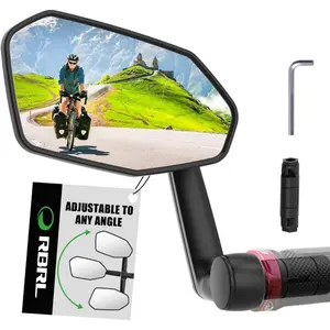 Mirror For Bicycle,E-Bike, Large, 300° Adjustable Shatterproof and Durable Bar End Rear Mirror, Side Mirrors (Left)
