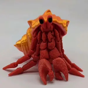 3D Printed Articulated Hermit Crab Toy - Special Gift