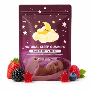 Natural Sleep Gummies - 40 Servings -Sweet Mixed Berry Stars (Melatonin Free)