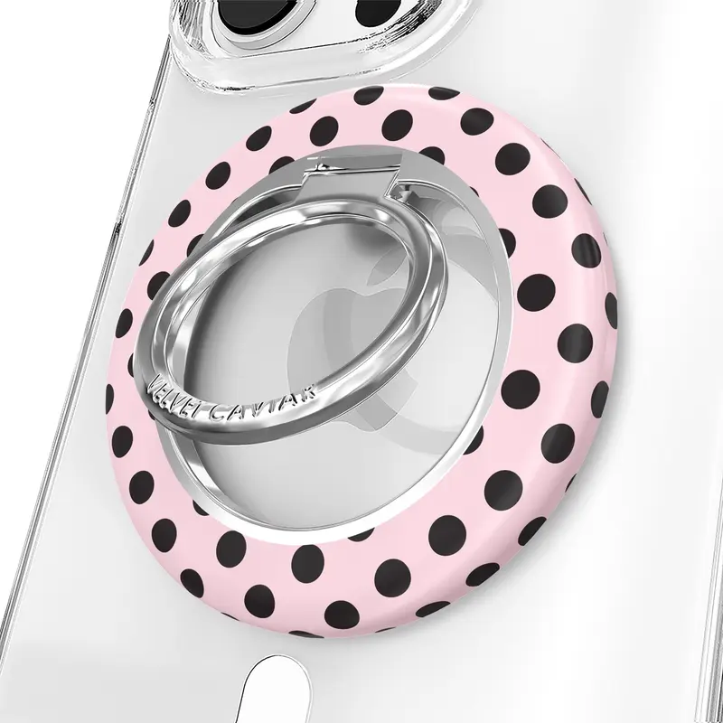 Velvet Caviar Princess Pink Polka Dot MagSafe Grip Ring - MagSafe Compatible Cellphone Accessory, Ring Grip Phone Holders & Mounts with Phone Holder Design to Steady Hold