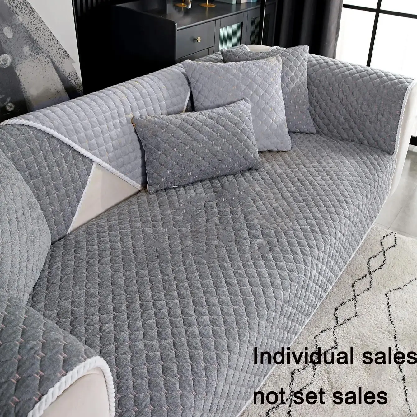 Solid Color Quilted Soft Sofa Cover, 1 Count Christmas Decor Modern Simple Couch Cover, Home Decor Furniture Sofa Cover, Christmas Gifts, Christmas De