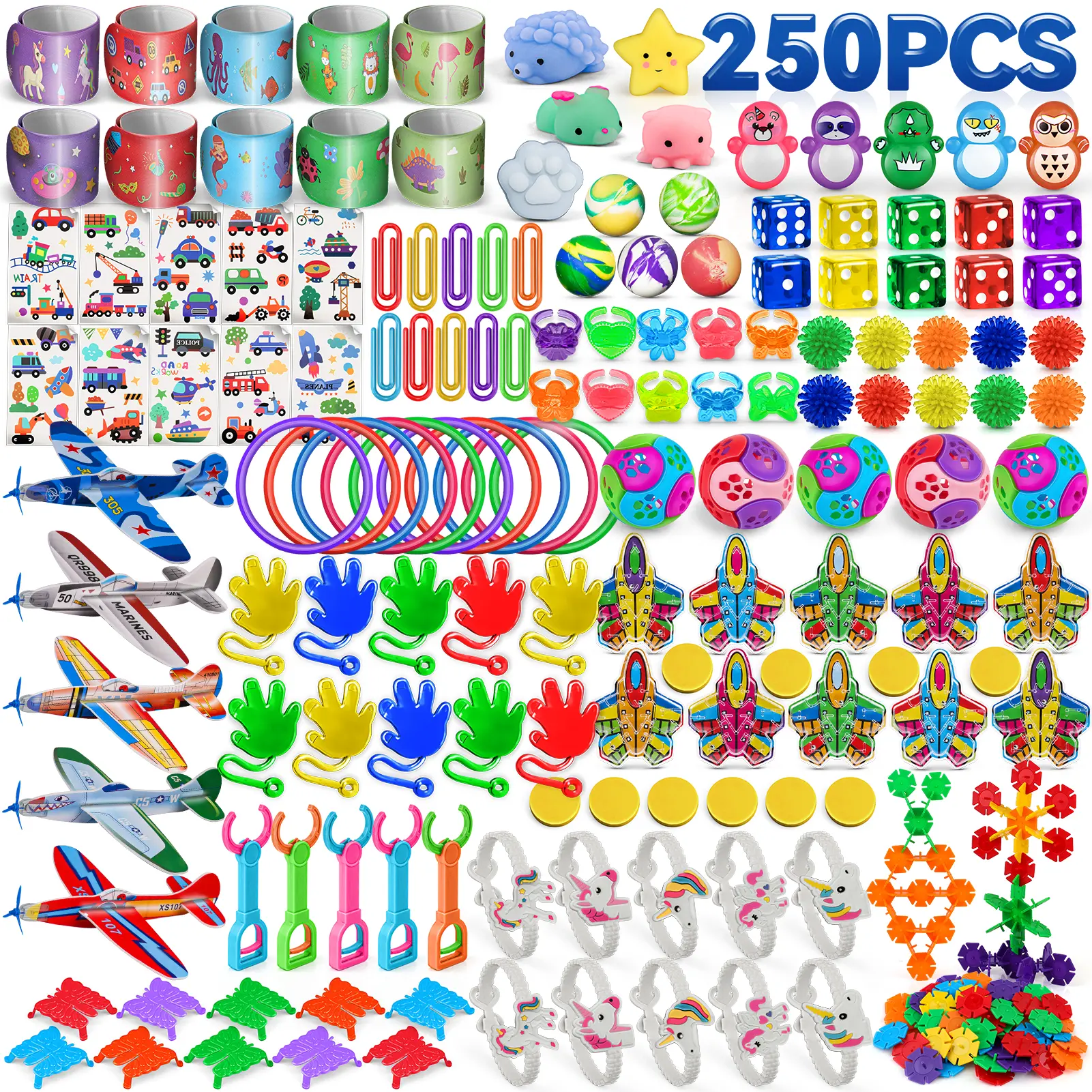Bulk 250PCS Fun Novelty & Toys Assortment| Party Favor,Giveaways,Prizes,Rewards For Parties,Classrooms,Carnivals,Egg Hunt,Candy Alternatives Christmas Gifts