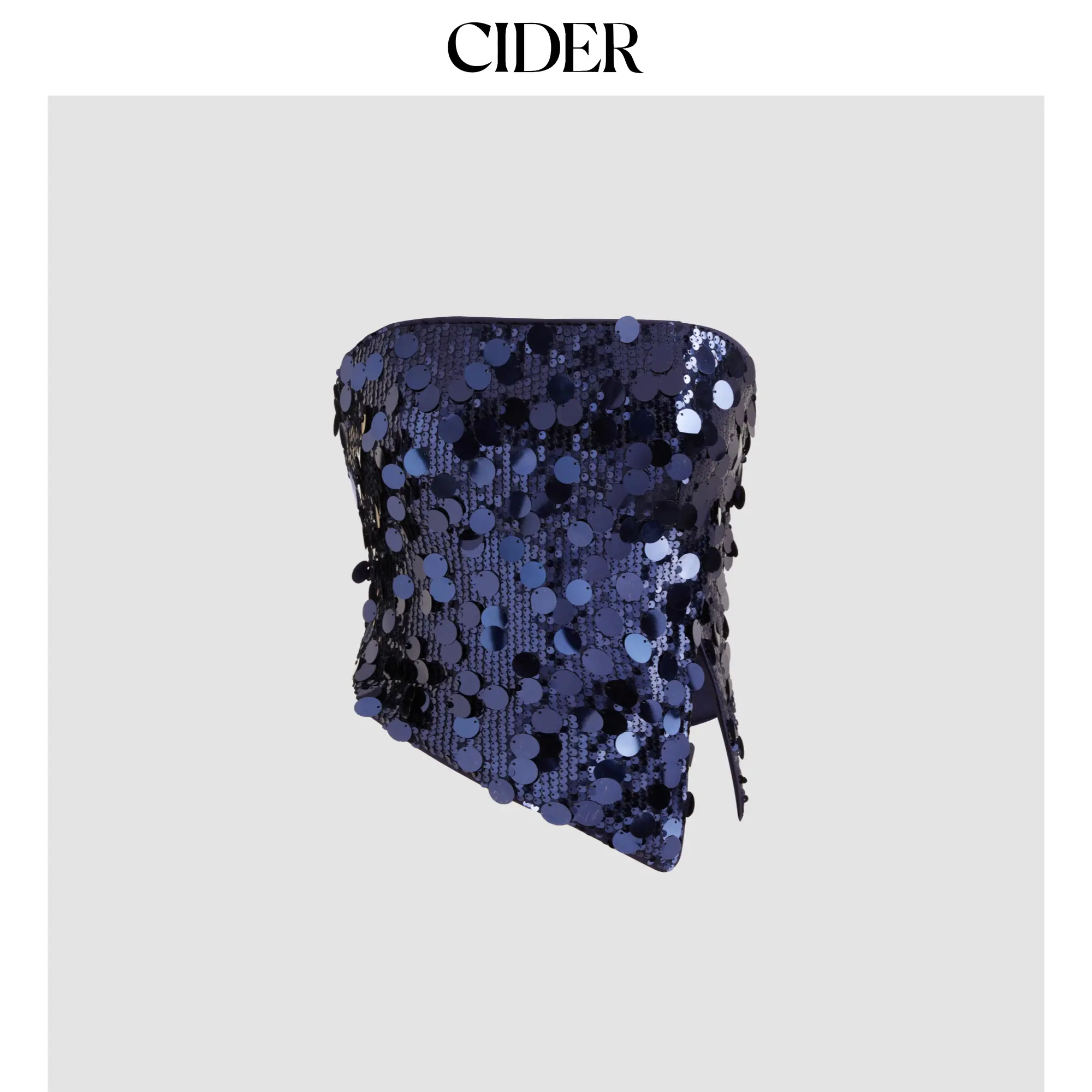 Cider Sequin Asymmetrical Split Tube Crop Top