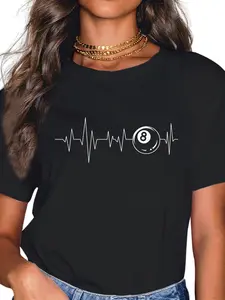 100% Cotton Funny Pool Shirts Pool Heartbeat - Billiard Player Lover Sports Game T-Shirt