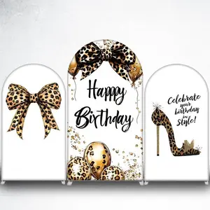 15-day Delivery Leopard Print Bow Arch Backdrop Cover for Coquette and Bachelorette Party Photo Booth
