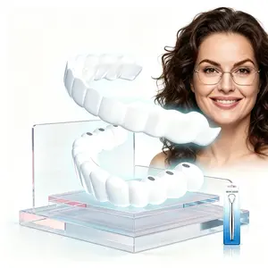 [3 Pieces] Instant SnapOn Veneers TeethWhitening 2026 Smile Mask ComfortableReusable Porcelain for Photos Upper JawTooth Accessories OralHyaiene InstantConfidence