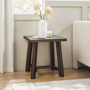 Walker Edison WECOL23OS1DB1 Modern Farmhouse Rustic Solid Wood 18 in. Square Side Table - Espresso
