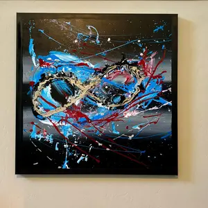 “Forever Undone” abstract acrylic canvas painting   36”L x 36H.