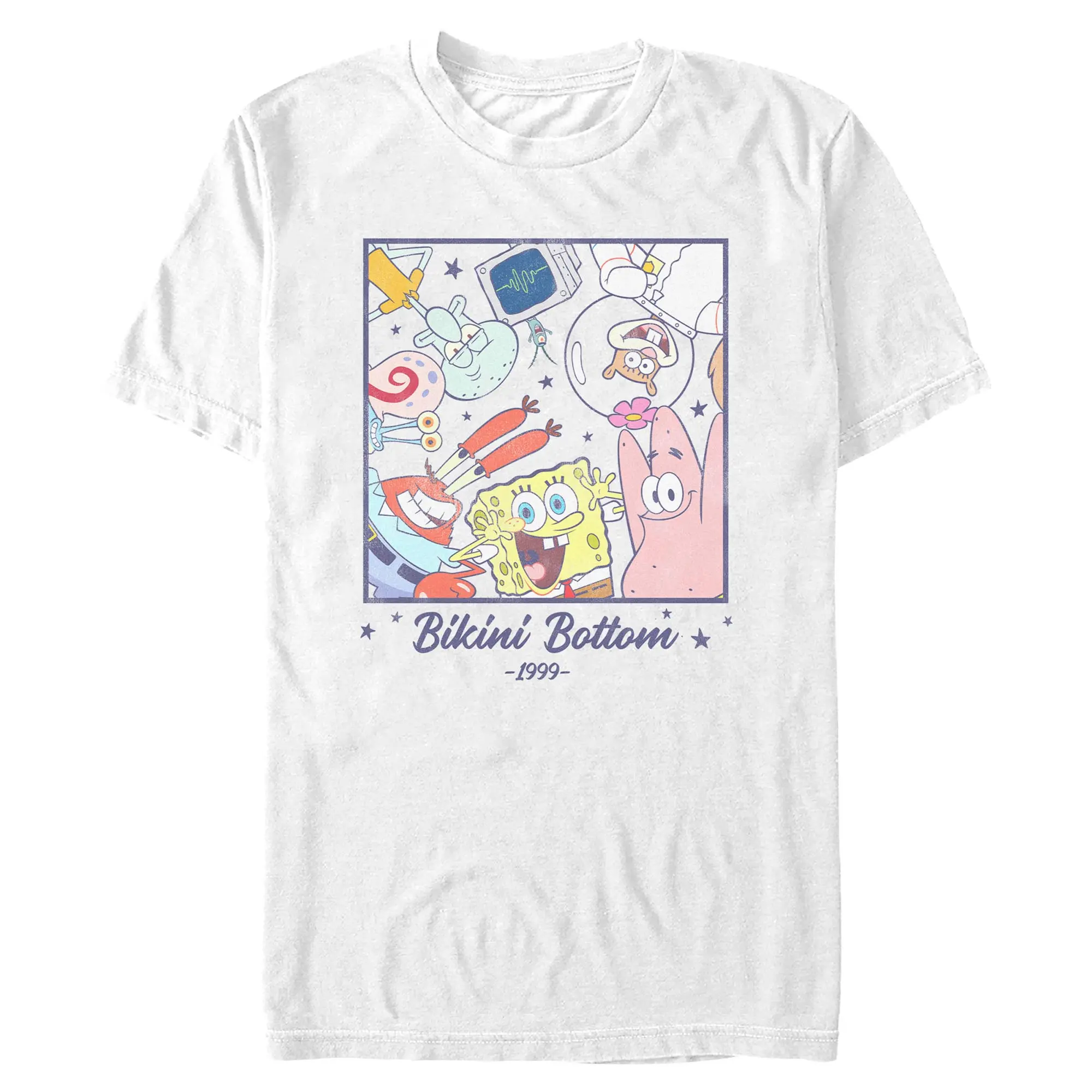 Mens SpongeBob SquarePants Bikini Bottom 1999 Group Shot T Shirt